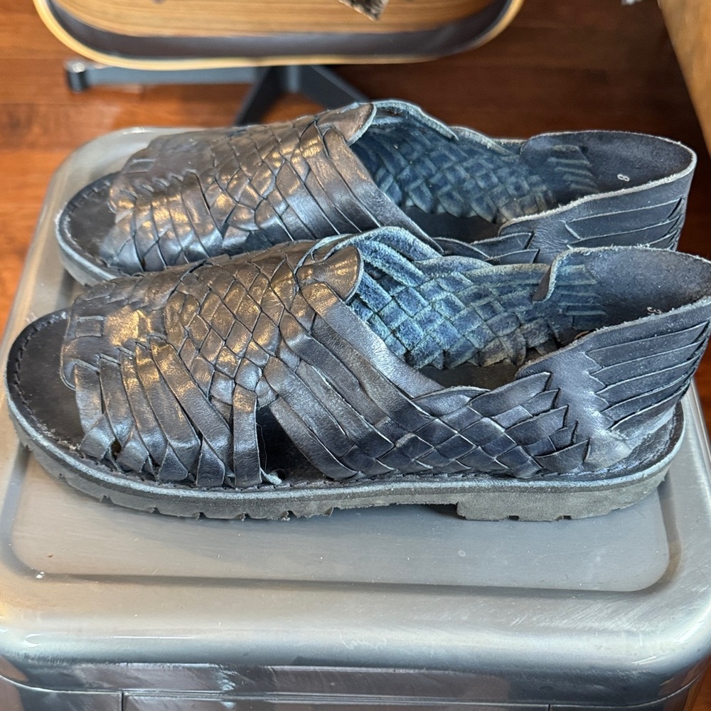 Brand X Black Leather Huaraches Sandals - Picture 3 of 9